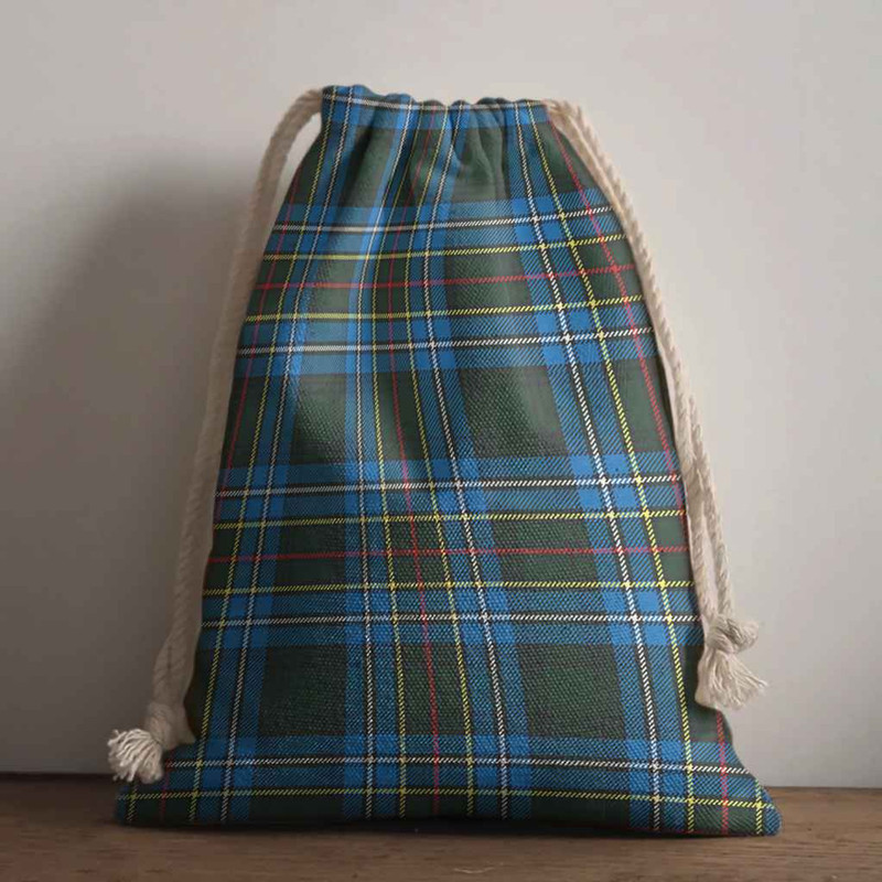 Tartan Style Drawstring bag, Tartan Style Gym Sack, Scottish Cockburn Clan Crest Tartan Gym Sack Drawstring bag