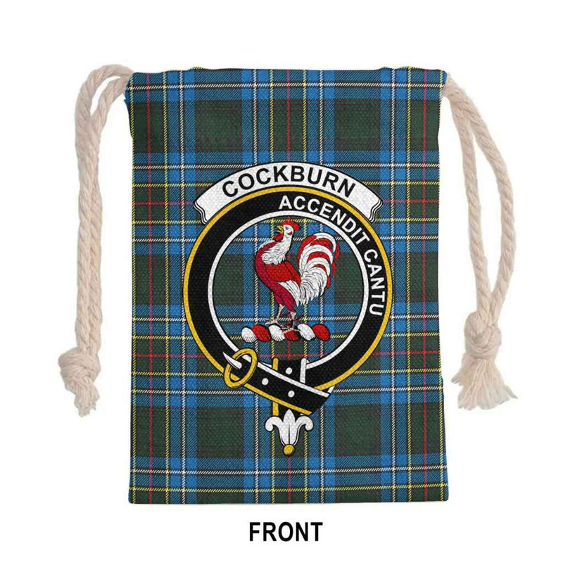Tartan Style Drawstring bag, Tartan Style Gym Sack, Scottish Cockburn Clan Crest Tartan Gym Sack Drawstring bag
