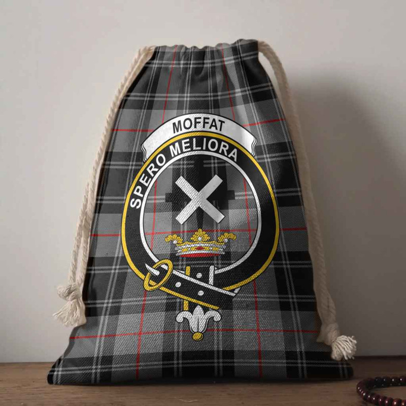 Tartan Style Drawstring bag, Tartan Style Gym Sack, Scottish Moffat Clan Crest Tartan Gym Sack Drawstring bag