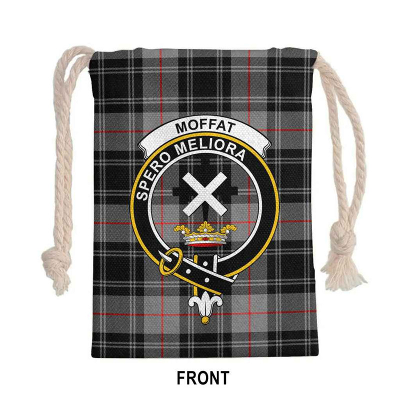 Tartan Style Drawstring bag, Tartan Style Gym Sack, Scottish Moffat Clan Crest Tartan Gym Sack Drawstring bag