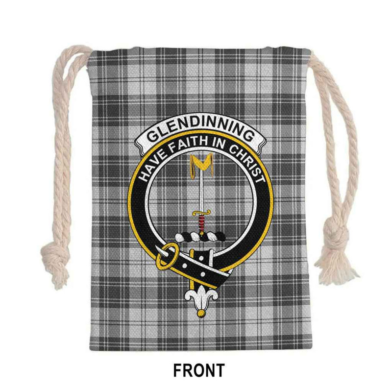 Tartan Style Drawstring bag, Tartan Style Gym Sack, Scottish Glendinning Clan Crest Tartan Gym Sack Drawstring bag