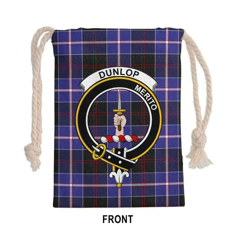 Tartan Style Drawstring bag, Tartan Style Gym Sack, Scottish Dunlop Clan Crest Tartan Gym Sack Drawstring bag