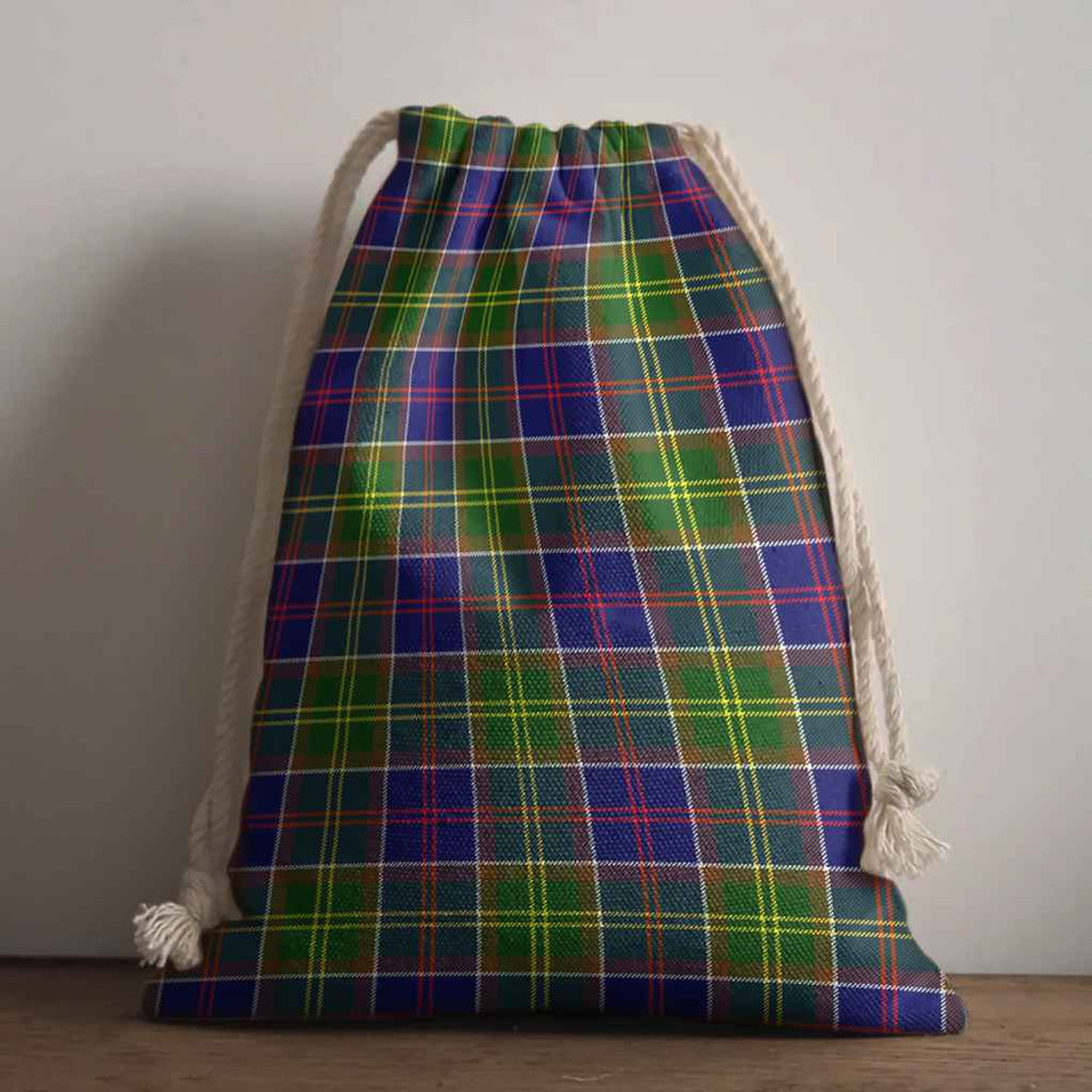 Tartan Style Drawstring bag, Tartan Style Gym Sack, Scottish Dalrymple Clan Crest Tartan Gym Sack Drawstring bag
