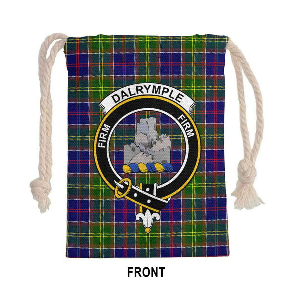 Tartan Style Drawstring bag, Tartan Style Gym Sack, Scottish Dalrymple Clan Crest Tartan Gym Sack Drawstring bag