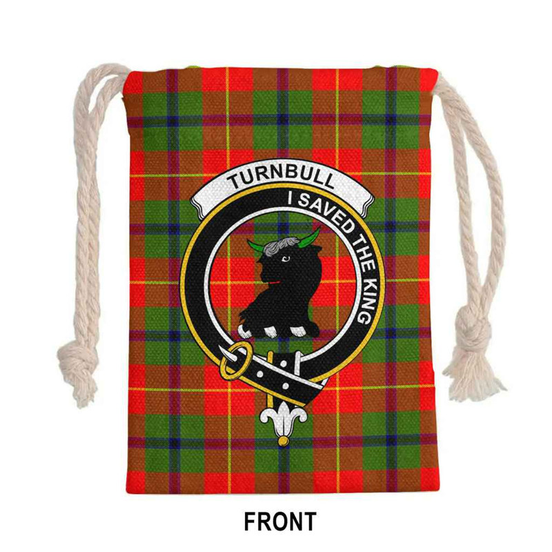 Tartan Style Drawstring bag, Tartan Style Gym Sack, Scottish Turnbull Clan Crest Tartan Gym Sack Drawstring bag