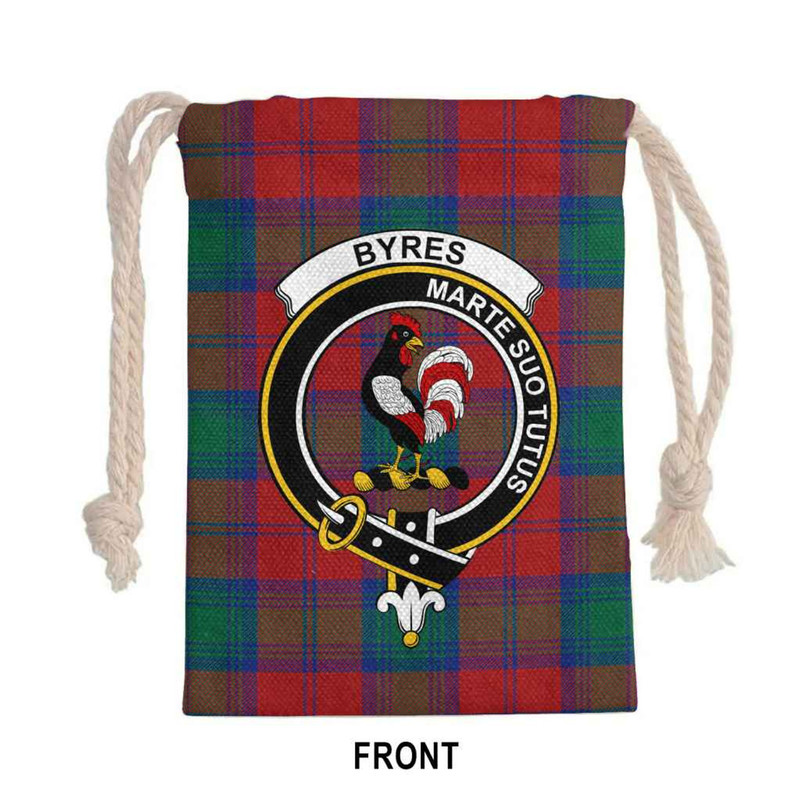 Tartan Style Drawstring bag, Tartan Style Gym Sack, Scottish Byres Clan Crest Tartan Gym Sack Drawstring bag