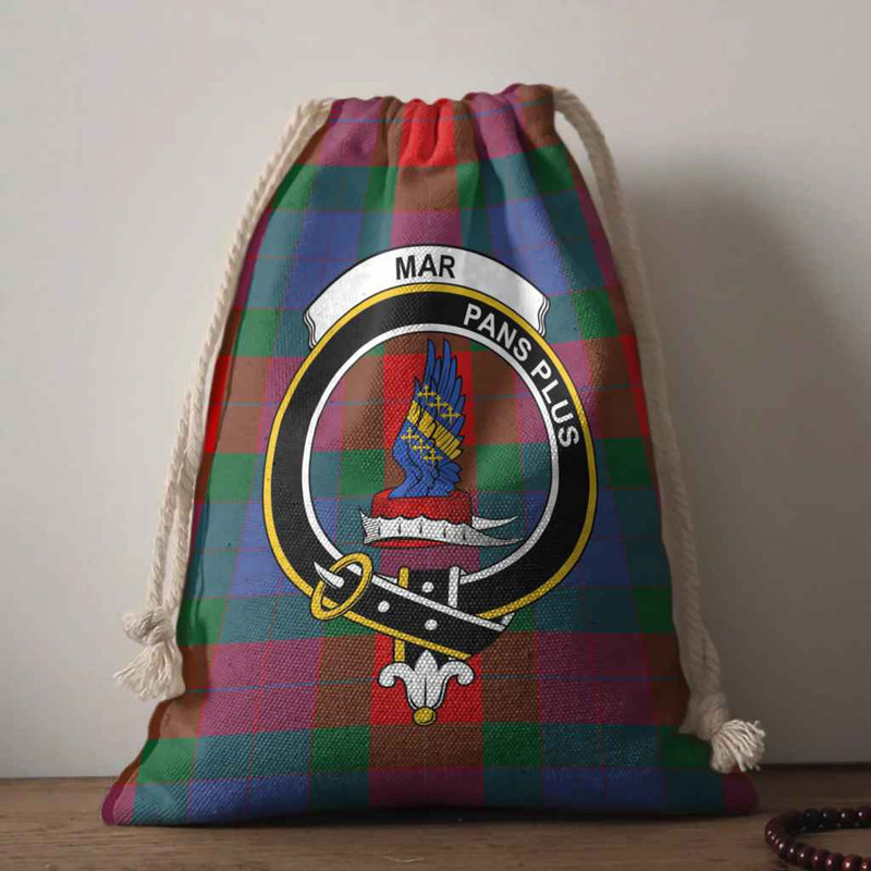 Tartan Style Drawstring bag, Tartan Style Gym Sack, Scottish Mar Clan Crest Tartan Gym Sack Drawstring bag