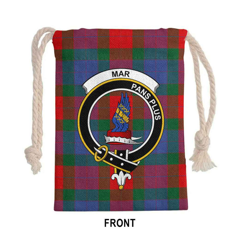 Tartan Style Drawstring bag, Tartan Style Gym Sack, Scottish Mar Clan Crest Tartan Gym Sack Drawstring bag