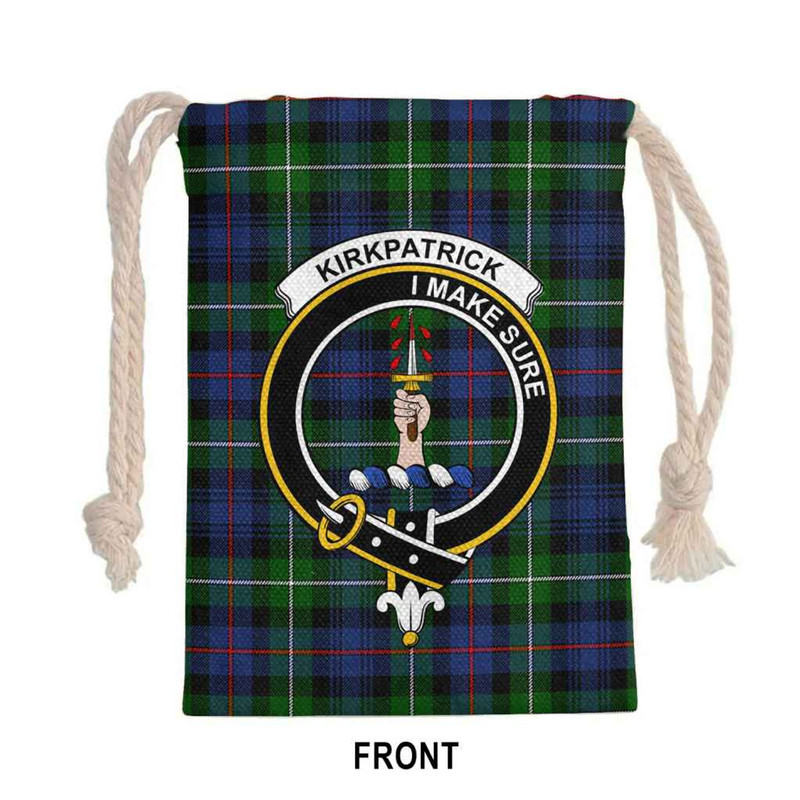 Tartan Style Drawstring bag, Tartan Style Gym Sack, Scottish Kirkpatrick Clan Crest Tartan Gym Sack Drawstring bag