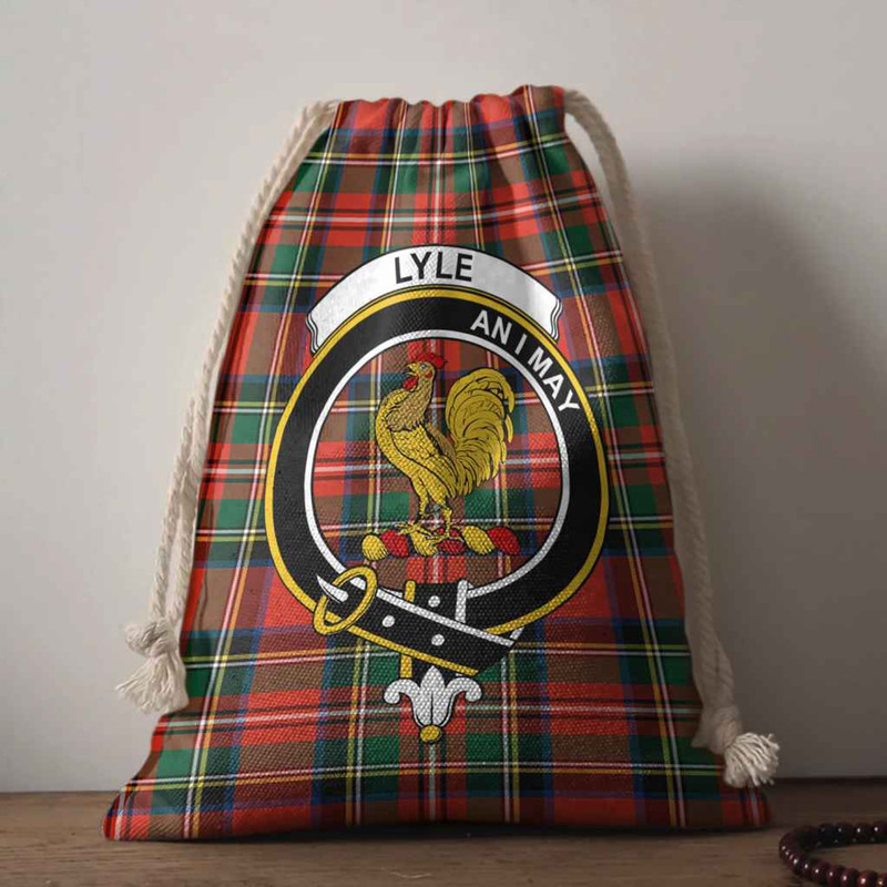 Tartan Style Drawstring bag, Tartan Style Gym Sack, Scottish Lyle Clan Crest Tartan Gym Sack Drawstring bag