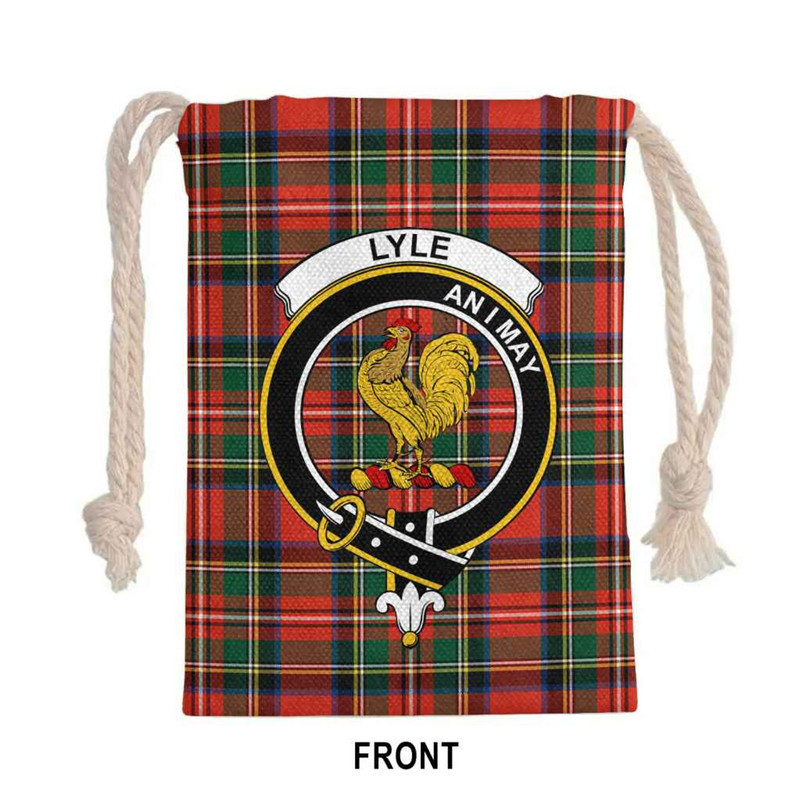 Tartan Style Drawstring bag, Tartan Style Gym Sack, Scottish Lyle Clan Crest Tartan Gym Sack Drawstring bag