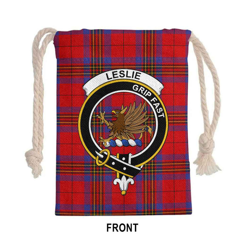 Tartan Style Drawstring bag, Tartan Style Gym Sack, Scottish Leslie Clan Crest Tartan Gym Sack Drawstring bag