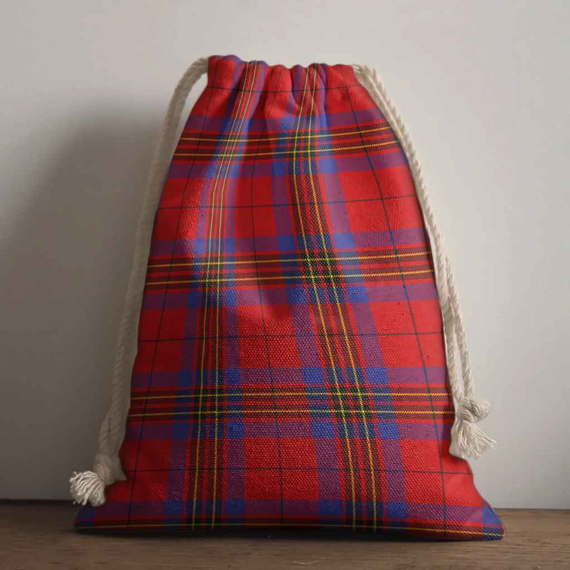Tartan Style Drawstring bag, Tartan Style Gym Sack, Scottish Leslie Clan Crest Tartan Gym Sack Drawstring bag