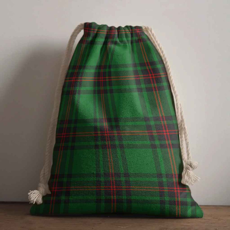 Tartan Style Drawstring bag, Tartan Style Gym Sack, Scottish Kirkaldy Clan Crest Tartan Gym Sack Drawstring bag