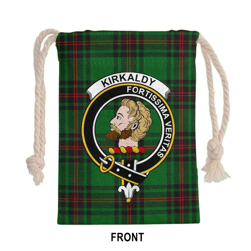 Tartan Style Drawstring bag, Tartan Style Gym Sack, Scottish Kirkaldy Clan Crest Tartan Gym Sack Drawstring bag