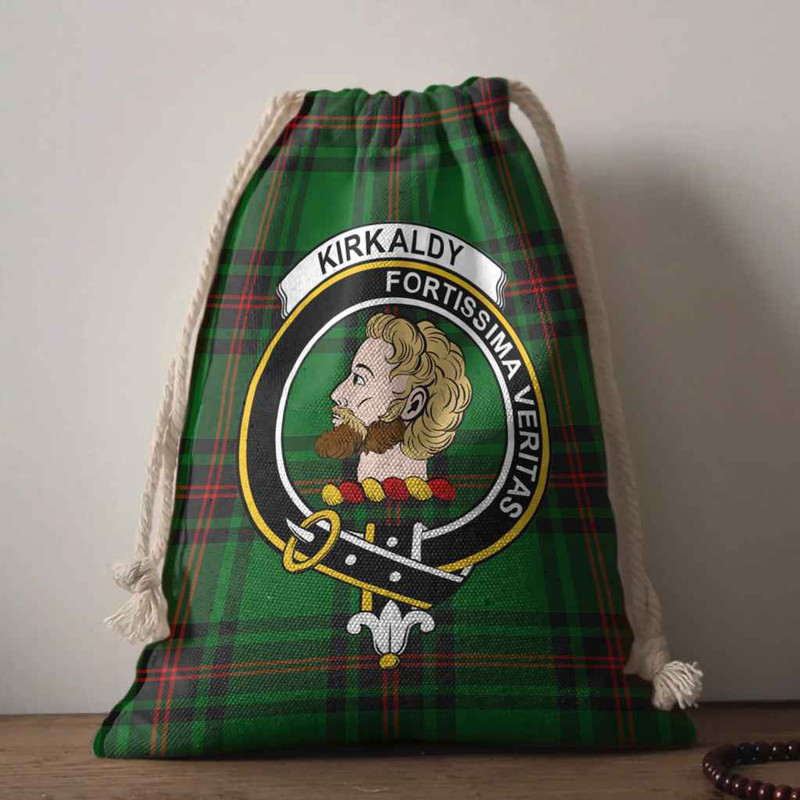 Tartan Style Drawstring bag, Tartan Style Gym Sack, Scottish Kirkaldy Clan Crest Tartan Gym Sack Drawstring bag