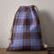 Tartan Style Drawstring bag, Tartan Style Gym Sack, Scottish Rutherford Clan Crest Tartan Gym Sack Drawstring bag