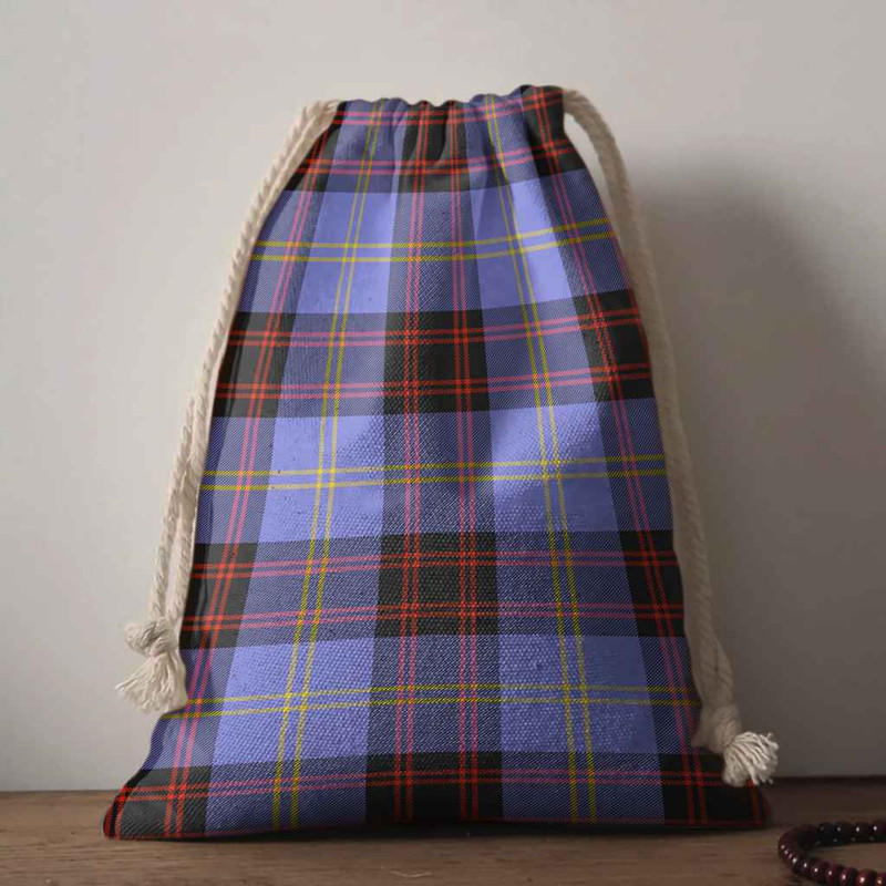 Tartan Style Drawstring bag, Tartan Style Gym Sack, Scottish Rutherford Clan Crest Tartan Gym Sack Drawstring bag
