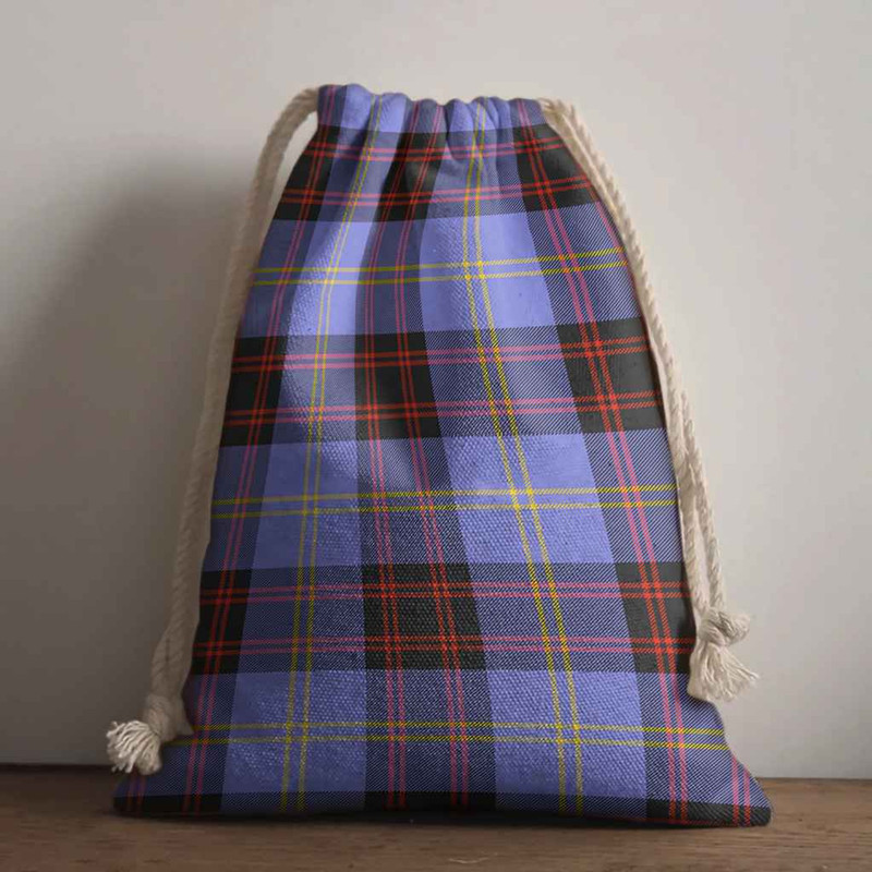 Tartan Style Drawstring bag, Tartan Style Gym Sack, Scottish Rutherford Clan Crest Tartan Gym Sack Drawstring bag