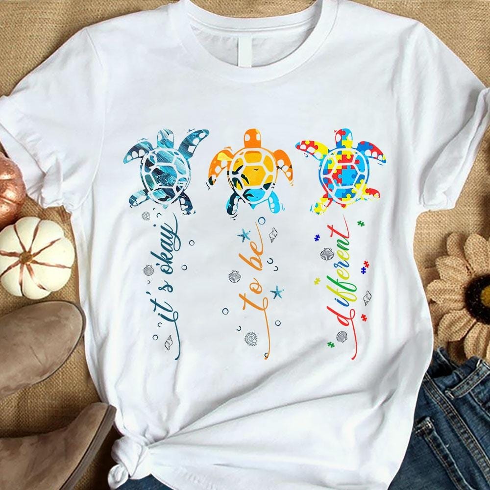 Autism Shirts With Turtle, It's Okay To Be Different Shirt, Turtle Beach Shirt, Turtle Shirt
