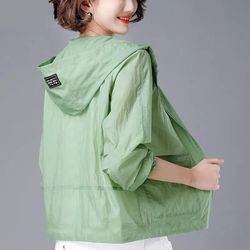 "All-Match Jackets Hooded,Korean Fashion New Summer Casaco,Thin Sunscreen Coat,Solid Color Women's Spring Jacket "