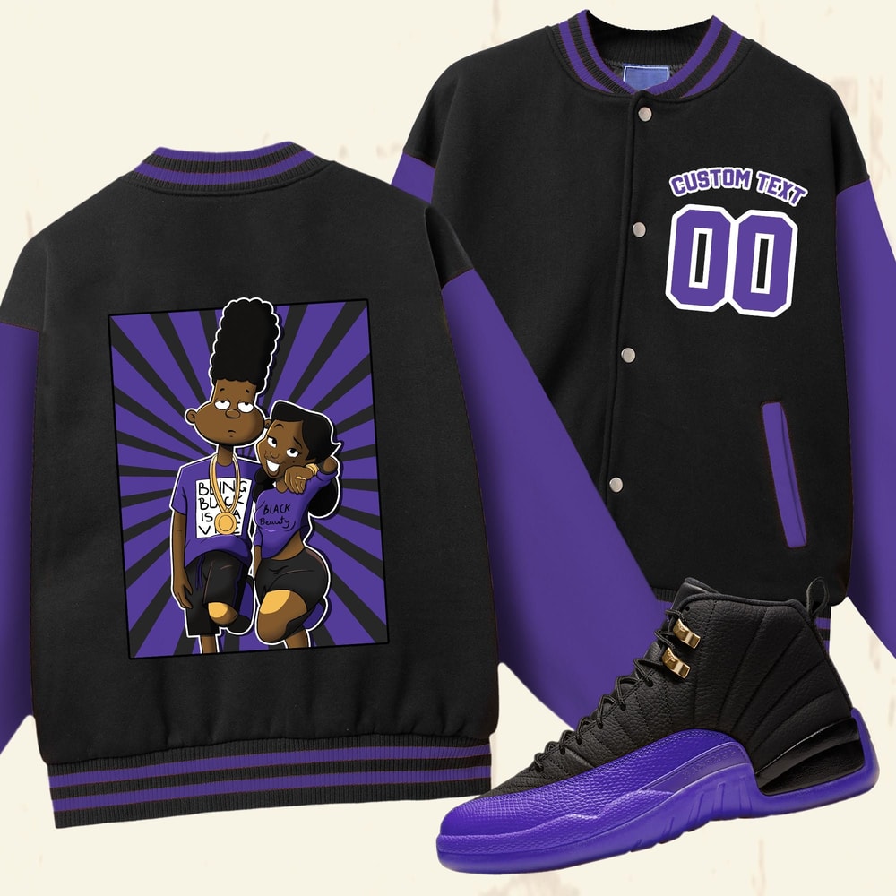 A Diffirent Love Unisex Varsity Jacket Jordan 12 Field Purple Jacket to match Sneaker, Outfit Party Gift.jpg