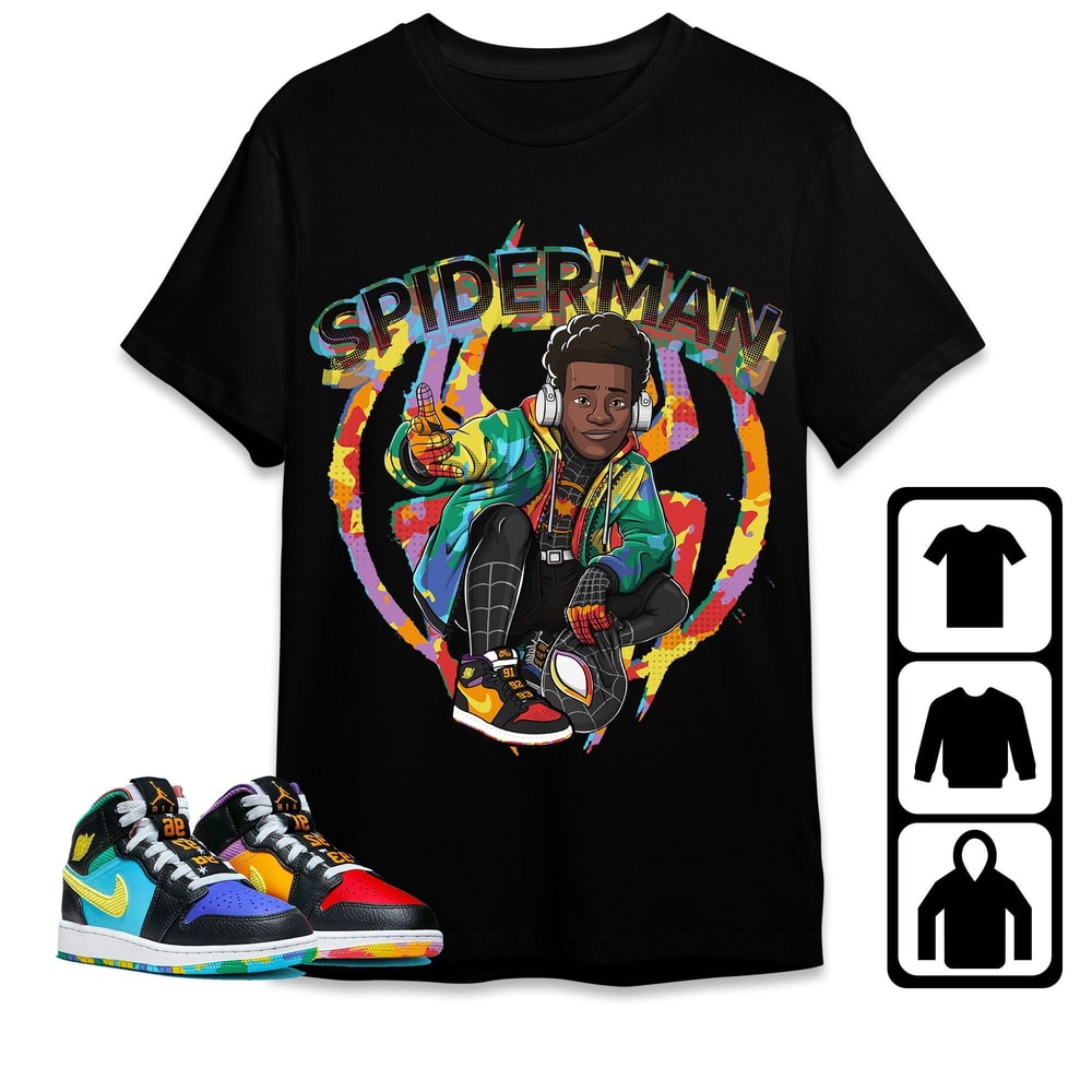 Spiderman Miles Unisex Tees Jordan 1 Mid GS Six Championships Sweatshirt to match Sneaker, Outfit Birthday Gift for Friends.jpg