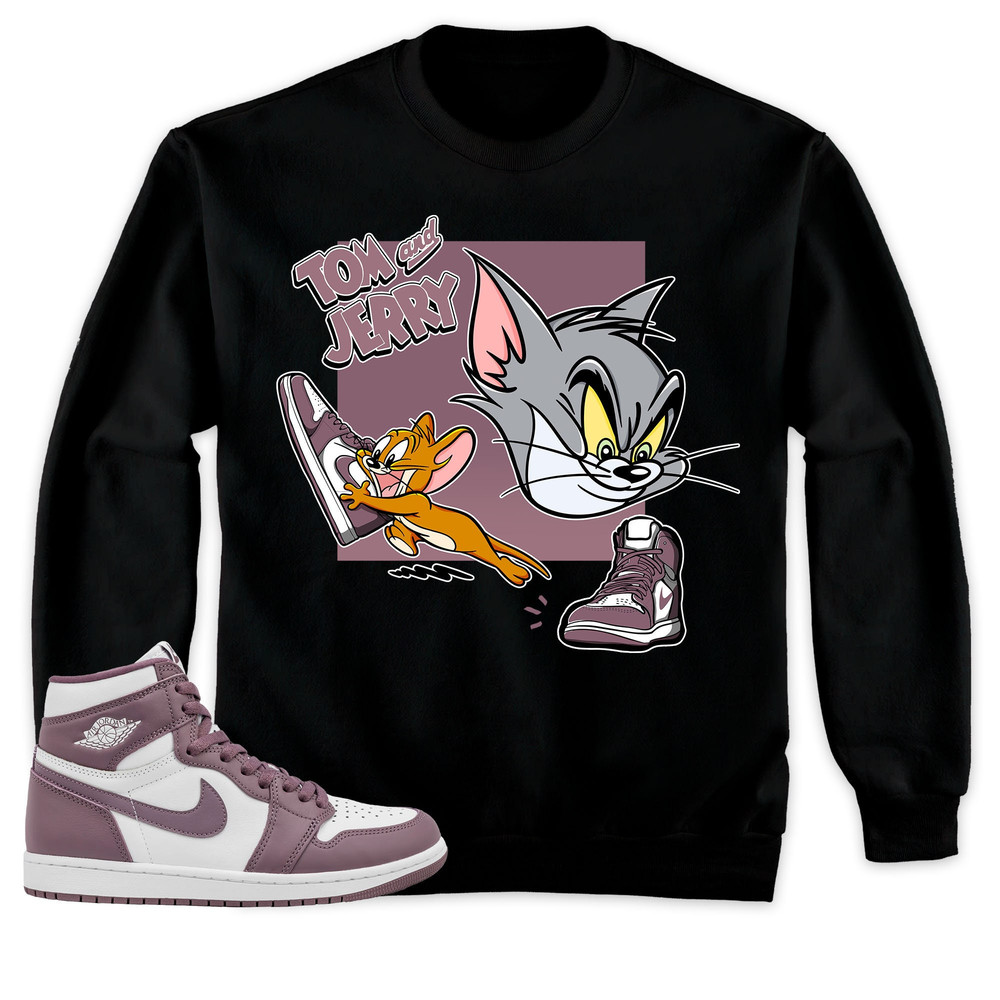 Jordan 1 High OG Mauve Unisex Hoodie, Cat And Mouse Sneakers Tees 1s OG Mauve Jordan, Outfit 1s Mauve Sweatshirt.jpg