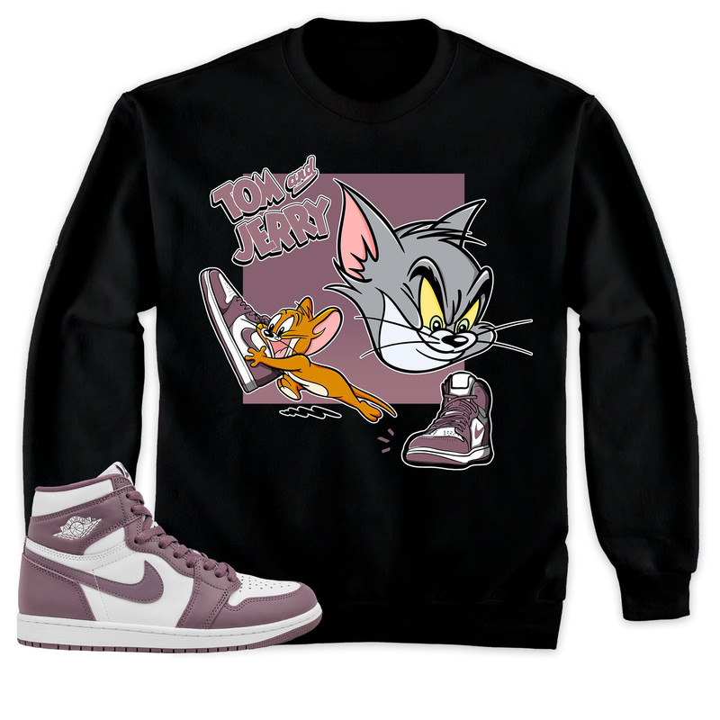 Jordan 1 High OG Mauve Unisex Hoodie, Cat And Mouse Sneakers Tees 1s OG Mauve Jordan, Outfit 1s Mauve Sweatshirt.jpg