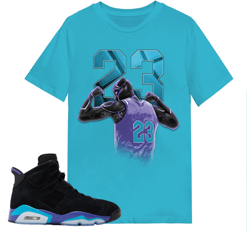 Number 23 Panther Shirt Match Jordan 6 Aqua Shirt In Turquoise.jpg