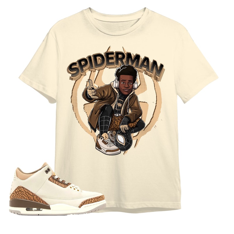 AJ 3 Palomino Unisex Color T-Shirt, Tee, Spiderman Miles, Shirt To Match Sneaker - Natural Shirt.jpg