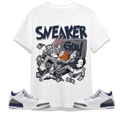 jordan 3 white navy unisex shirt, sweatshirt, hoodie, sneaker guy bunny