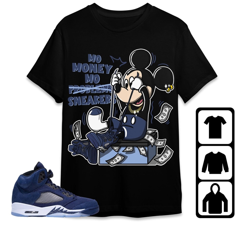 Mo Money Mickey Unisex Tees Jordan 5 Midnight Navy, Shirt to match Sneaker, Outfit Party Birthday Tees.jpg