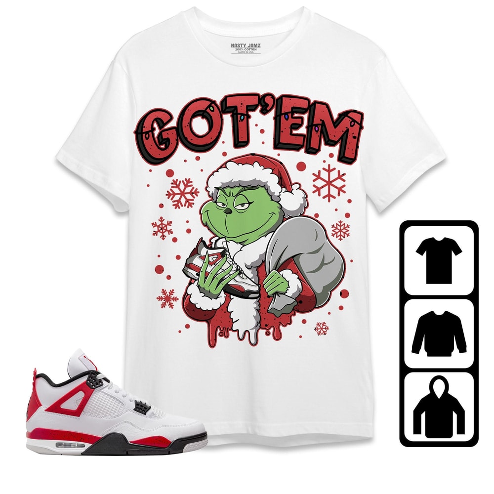 Monster Got Em Unisex Tees Jordan 4 Red Cement Sweatshirt to match Sneaker, Outfit Holiday match Jordan Gift Friends.jpg