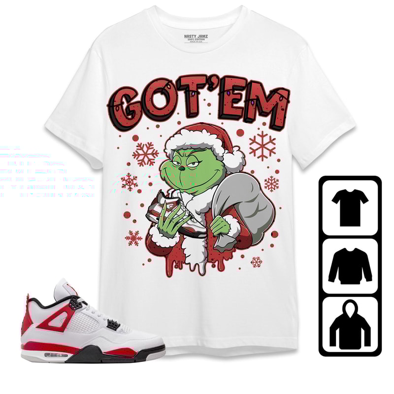 Monster Got Em Unisex Tees Jordan 4 Red Cement Sweatshirt to match Sneaker, Outfit Holiday match Jordan Gift Friends.jpg