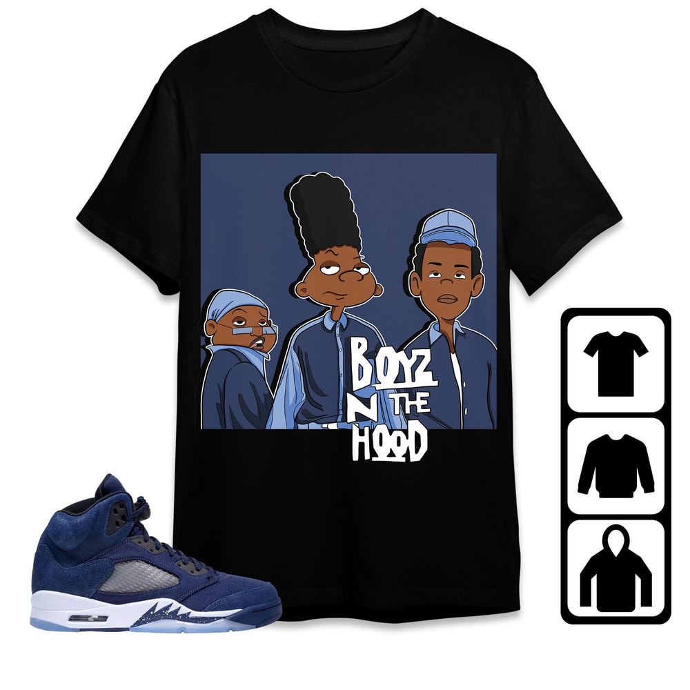 Boyz N The Hood 90s Unisex Tees Jordan 5 Midnight Navy Shirt To match, Outfit Jordan Hoodie Birthday Gift.jpg