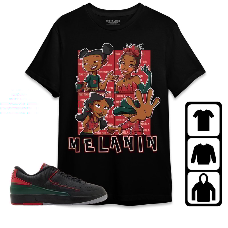 MELANIN Sisters Unisex Tees Jordan 2 Low Christmas Sweatshirt to Match Sneaker, Outfit Birthday match AJ Low Christmas 2s.jpg