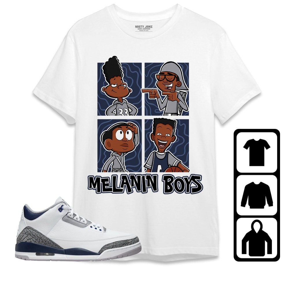 Black Boy 90s Unisex Tees Jordan 3 White Navy Sweatshirt to Match Sneaker, Outfit Aj 3s White Navy Birthday Tees.jpg