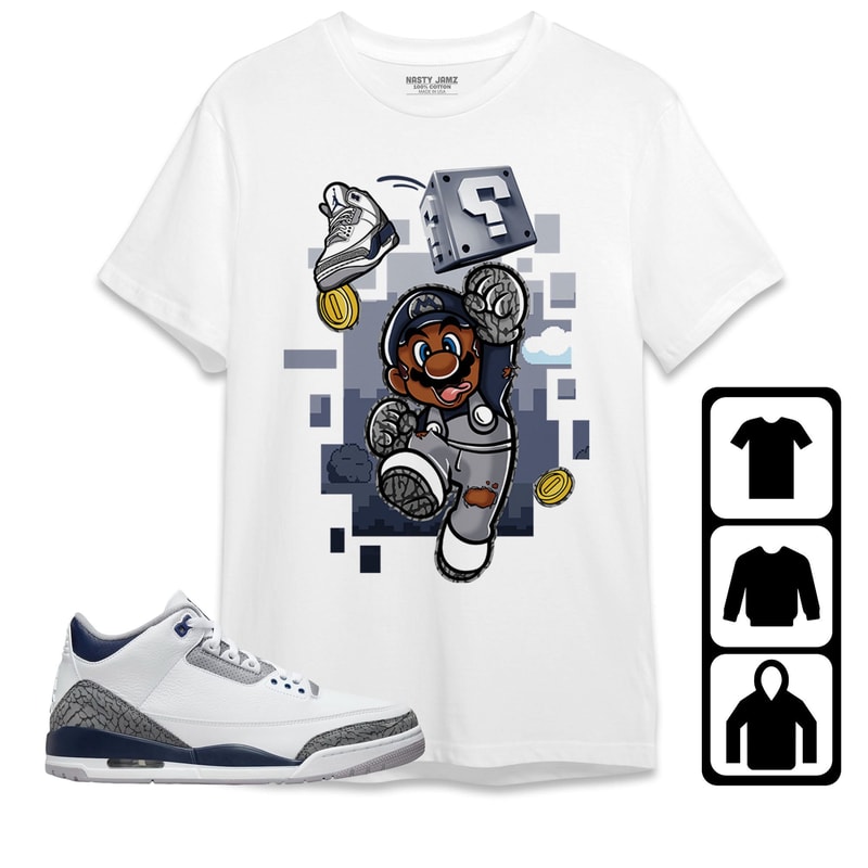 Sneaker Bros Unisex Tees Jordan 3 White Navy Sweatshirt to Match Sneaker, Outfit Aj 3s White Navy Birthday Tees.jpg