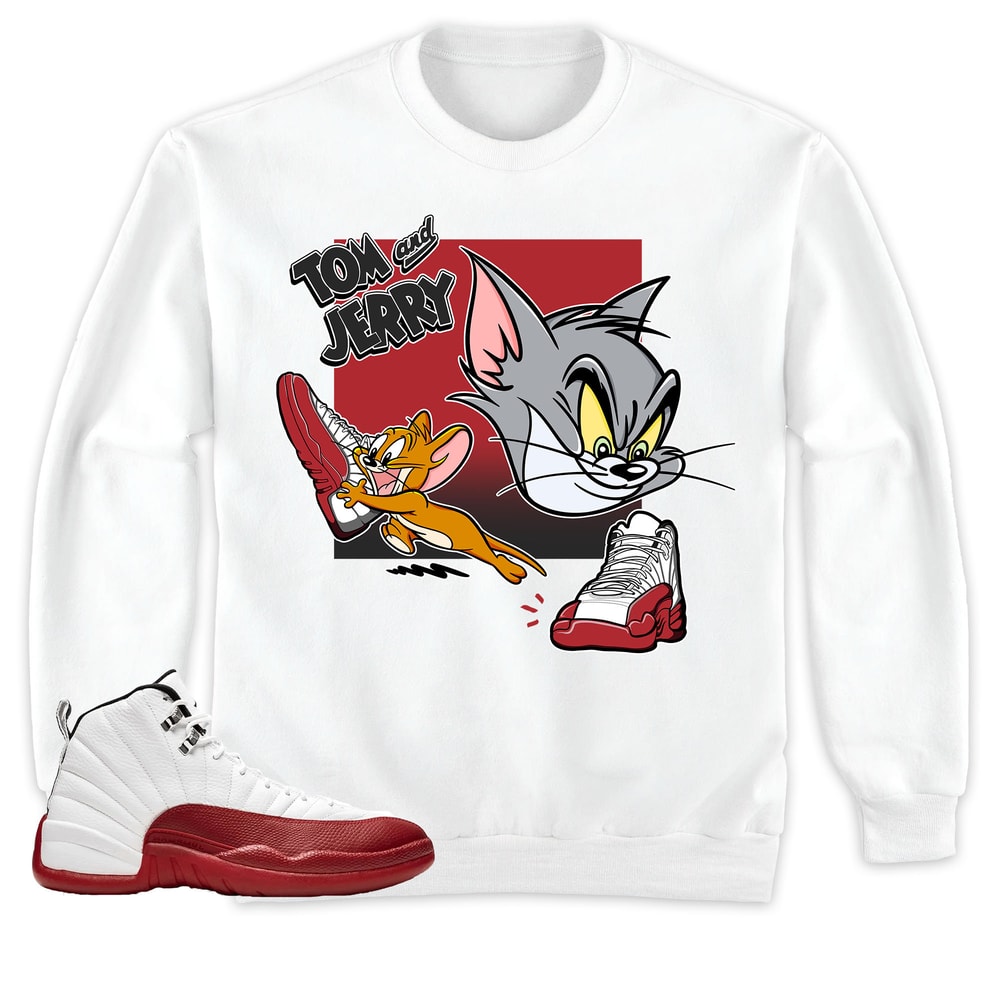 Jordan 12 Cherry Unisex Hoodie, Cat And Mouse Sneakers Tees 12s Cherry Jordan, Outfit match Jordan 12 Cherry Sweatshirt.jpg