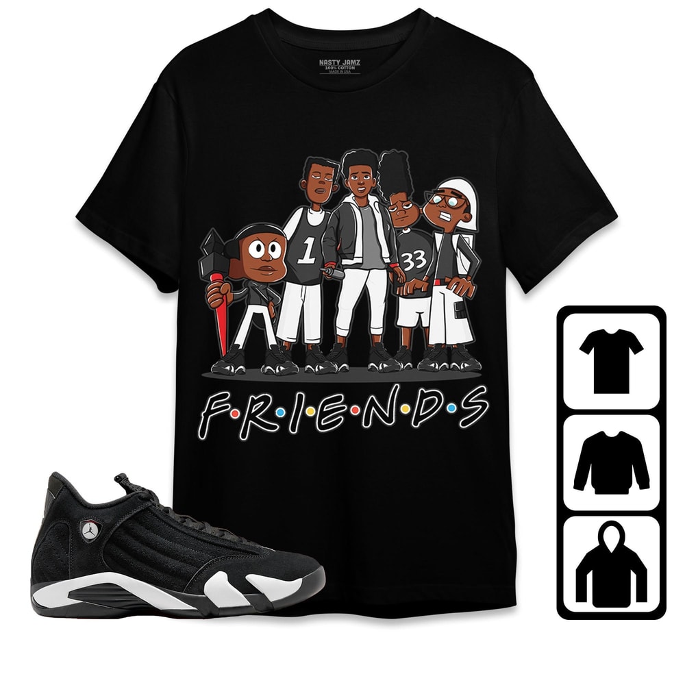 Melanin Boys Friends Unisex Tees Jordan 14 Black White Sweatshirt to match Sneaker, Outfit Birthday Gift.jpg