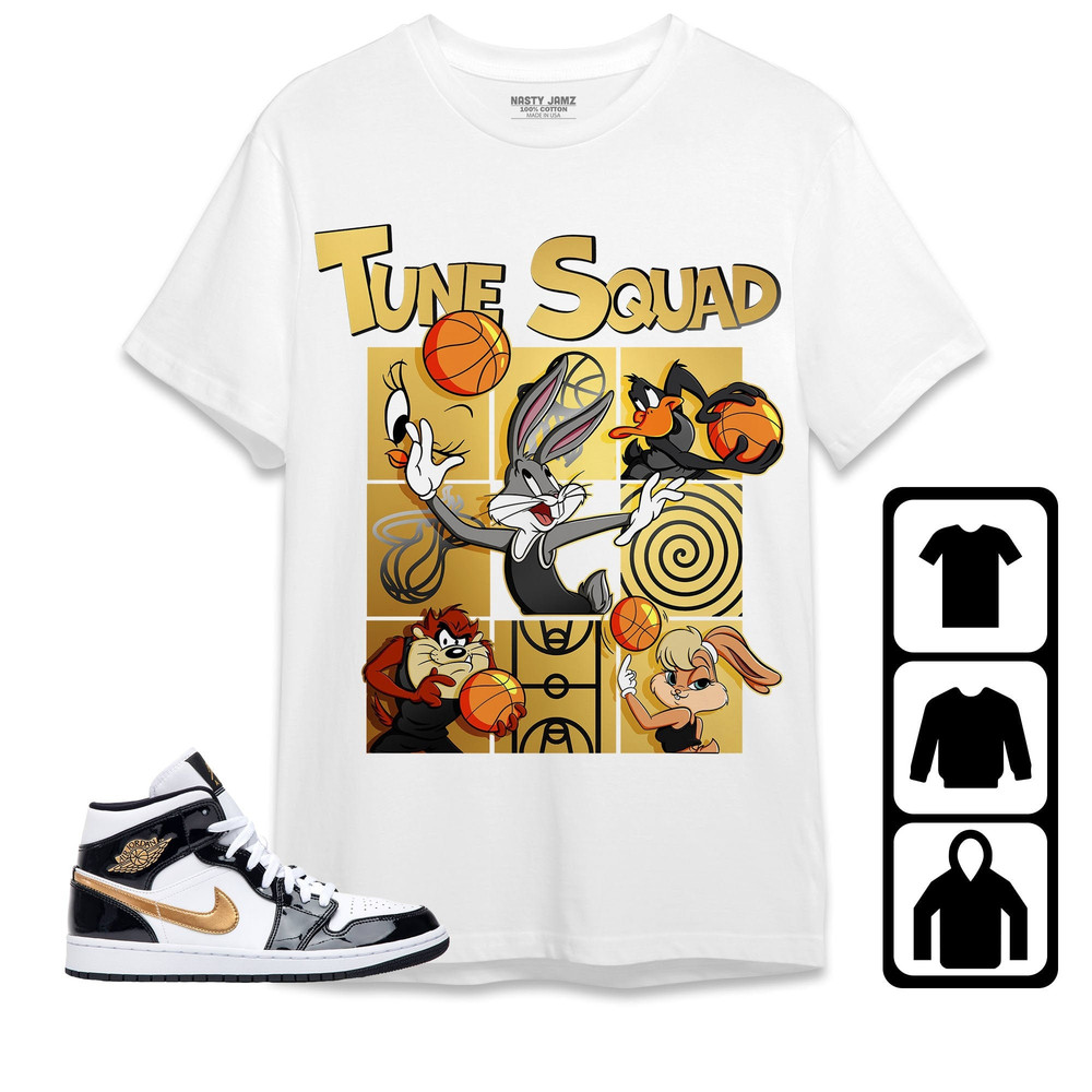 Basketball Team Squad Unisex Tees Jordan 1 Mid SE Black Gold Sweatshirt match Sneaker, Outfit Mid SE Black Gold 1s Hoodie.jpg