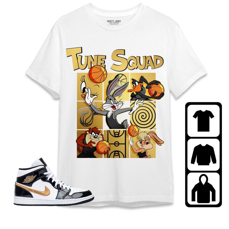 Basketball Team Squad Unisex Tees Jordan 1 Mid SE Black Gold Sweatshirt match Sneaker, Outfit Mid SE Black Gold 1s Hoodie.jpg