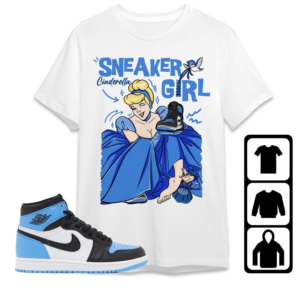 AJ 1 University Blue Toe Unisex T-Shirt, Tee, Sweatshirt, Hoodie, Cinderella Sneaker, Shirt To Match Sneaker.jpg