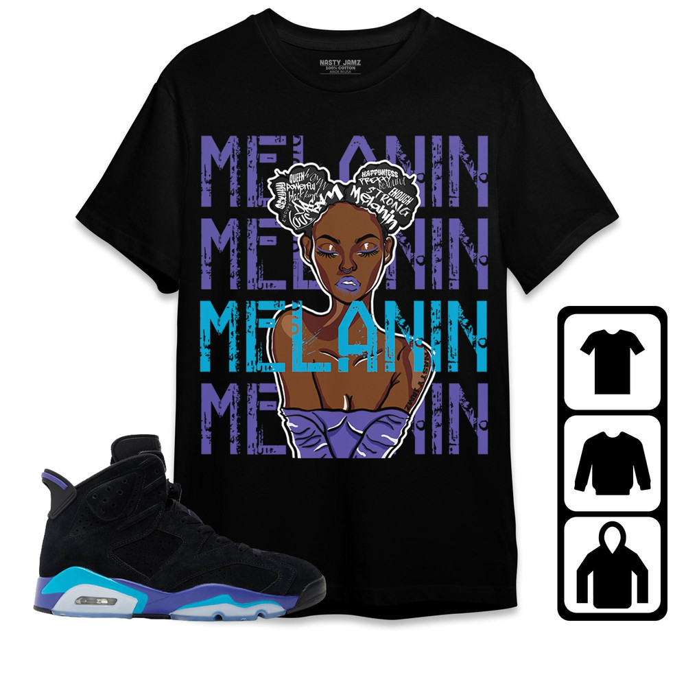 Melanin Girl Unisex Tees Jordan 6 Aqua Sweatshirt to Match Sneaker, Outfit Birthday Gift For Friends.jpg