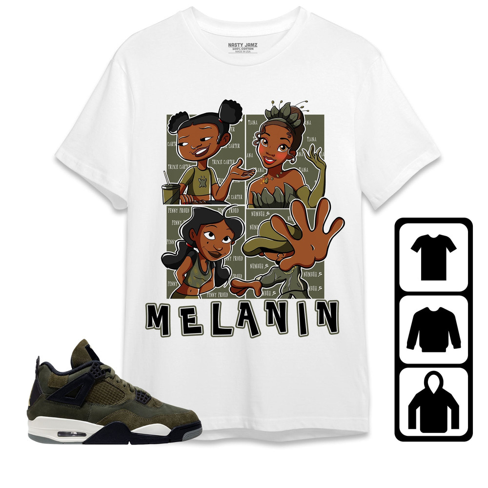 MELANIN Sisters Unisex Tees, Jordan 4 SE Craft Medium Olive Sweatshirt Birthday Boy Gift, Outfit Jordan Craft Medium Olive 4s Hoodie.jpg