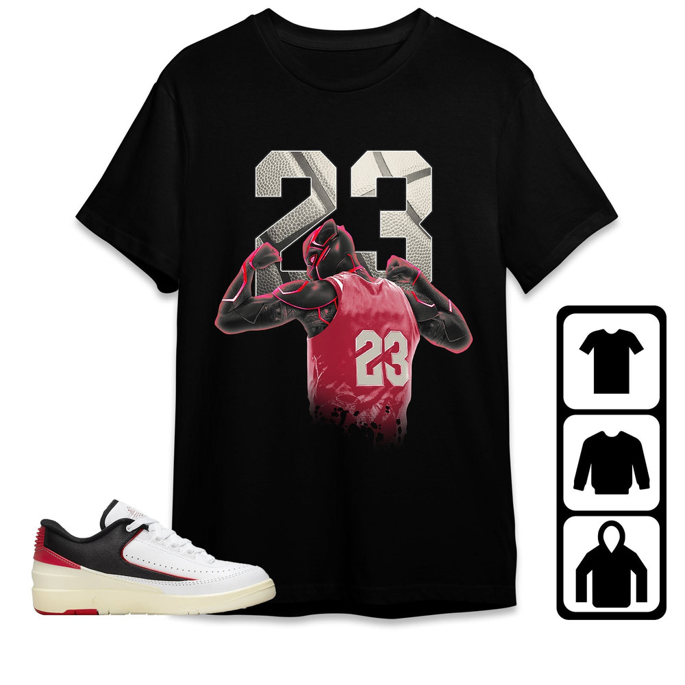 Number 23 Panther Unisex Tees Jordan 2 Low Black Satin Sweatshirt to match Sneaker, Outfit Birthday Gift for Friends.jpg