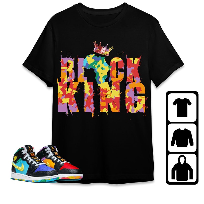 Black King Crown Unisex Tees Jordan 1 Mid GS Six Championships Sweatshirt to match Sneaker, Outfit match Jordan Birthday Gift Friends.jpg