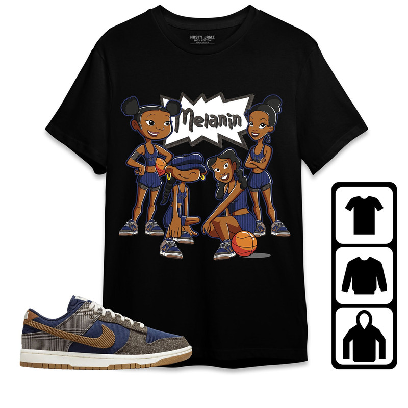Basketball Melanin Team Unisex Tees Dunk Low Tweed Corduroy Sweatshirt to match Sneaker, Outfit Birthday Gift.jpg