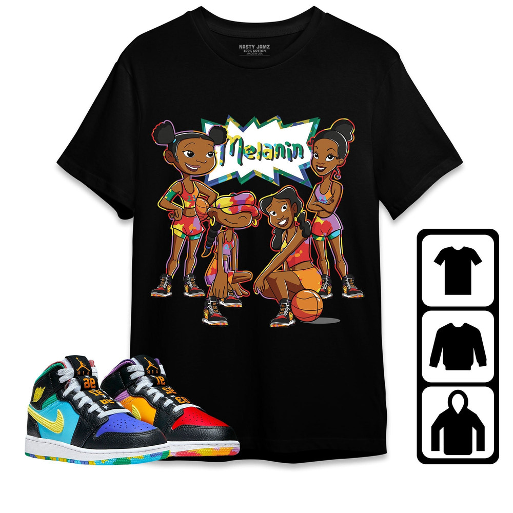 Basketball Melanin Team Unisex Tees Jordan 1 Mid GS Six Championships Sweatshirt to match Sneaker, Outfit Birthday Gift.jpg